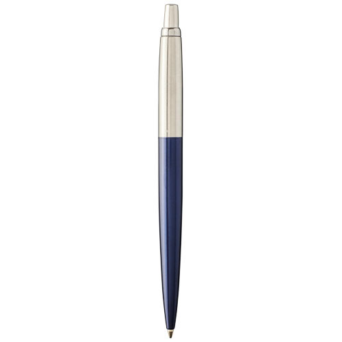 Penna a sfera Parker in acciaio con fusto di color nero e con meccanismo a scatto in confezione regalo e refill blu