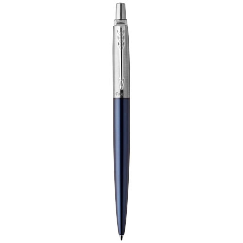 Penna a sfera Parker in acciaio con fusto di color nero e con meccanismo a scatto in confezione regalo e refill blu
