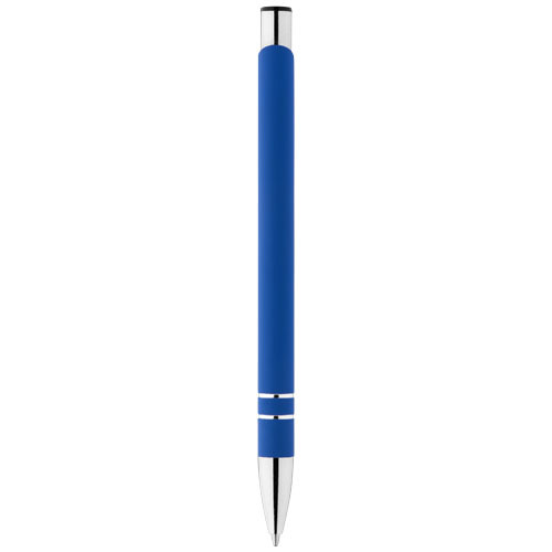 Penna in metallo con rivestimento esterno gommato con meccanismo a scatto e refill nero