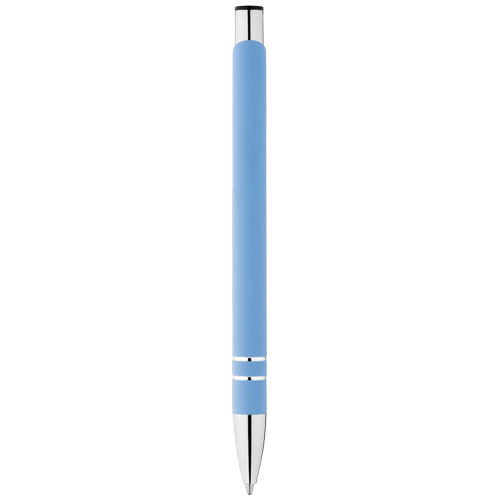 Penna in metallo con rivestimento esterno gommato con meccanismo a scatto e refill nero