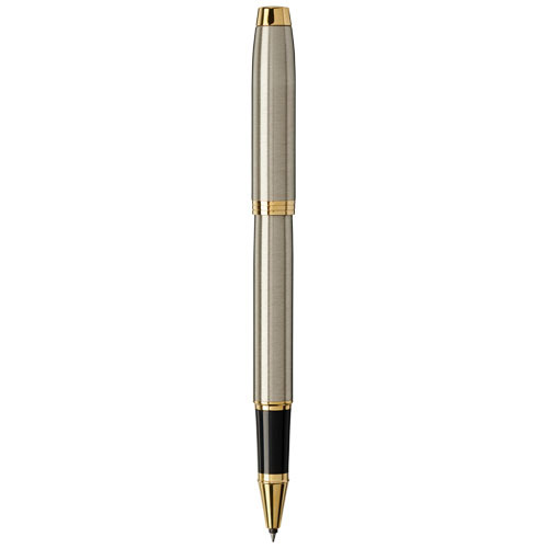 Penna roller a marchio Parker in alluminio e robusto pennino in acciaio disponibile in varie combinazioni di colori in confezione regalo e refill nero