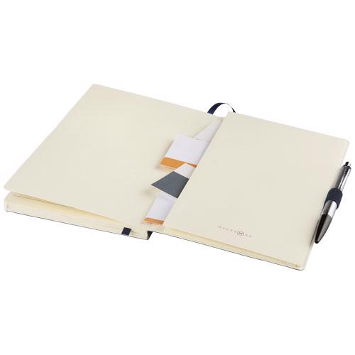 Block notes formato A5 con copertina flessibile morbida e 80 fogli a righe color crema in confeione regalo