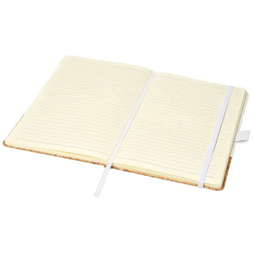 Block notes formato A5 in TPU e sughero con 80 fogli a righe color crema tasca sul retro fornito in scatola nera