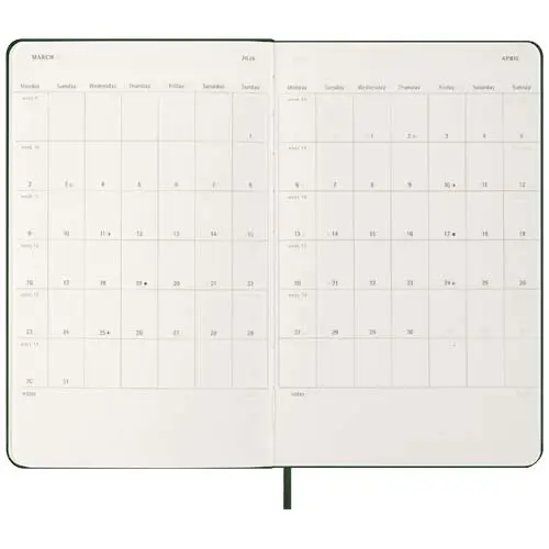 Agenda Moleskine giornaliera da 12 mesi con copertina rigida con fogli a righe 13x21cm