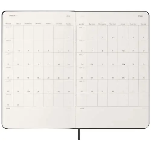Agenda Moleskine giornaliera da 12 mesi con copertina rigida con fogli a righe 13x21cm