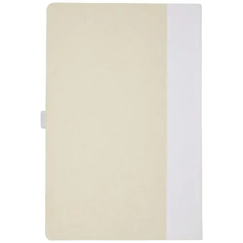 Block notes A5 realizzato con cartoni del latte riciclati 80 fogli a righe e penna a sfera refill nero