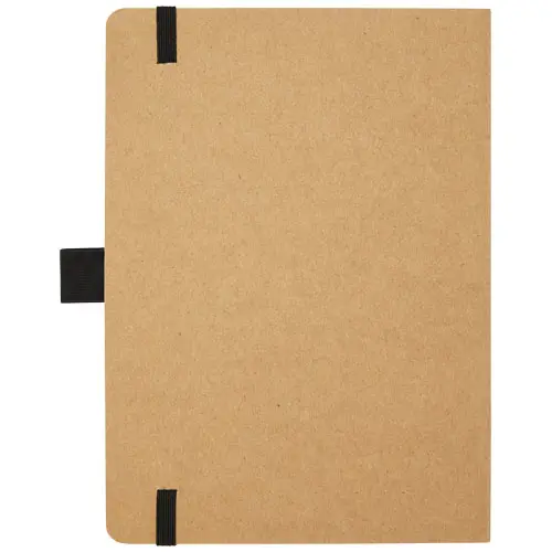 Block notes formato A5 in carta riciclata pagine a righe e angoli arrotondati elastico colorata e portapenne