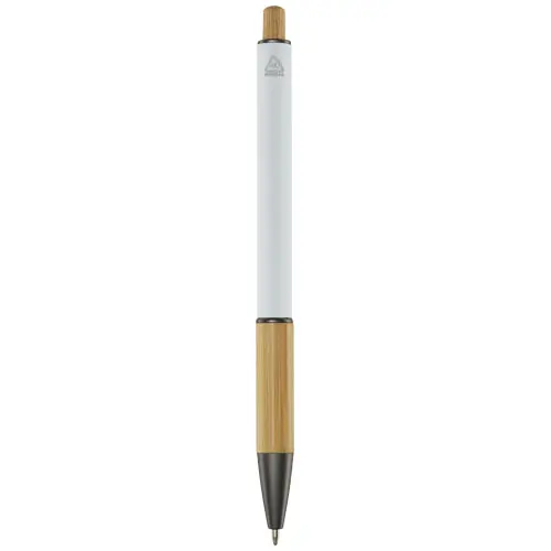 Penna a sfera in alluminio riciclato pulsante e impugnatura in bambù refill nero