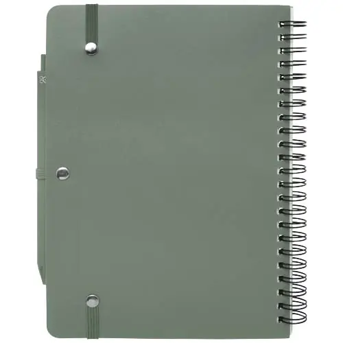 Blocco notes A5 con spirale e pagine a righe e copertina rigida in plastica riciclata e penna a sfera refill nero