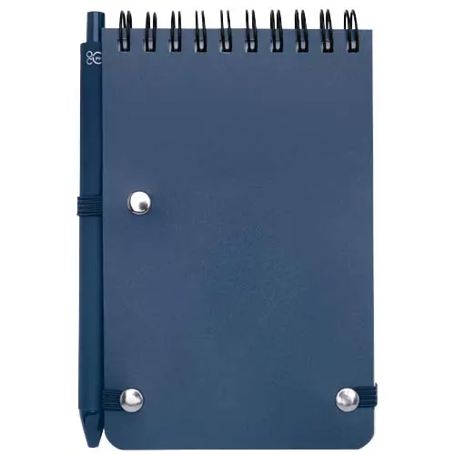 Blocco notes A6 con pagine a righe e copertina rigida in plastica riciclata e penna a sfera refill nero
