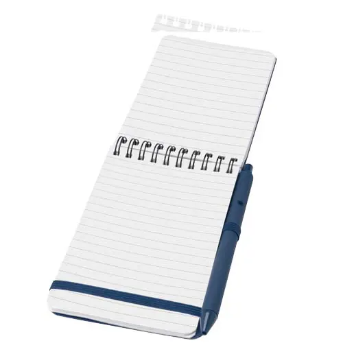 Blocco notes A6 con pagine a righe e copertina rigida in plastica riciclata e penna a sfera refill nero