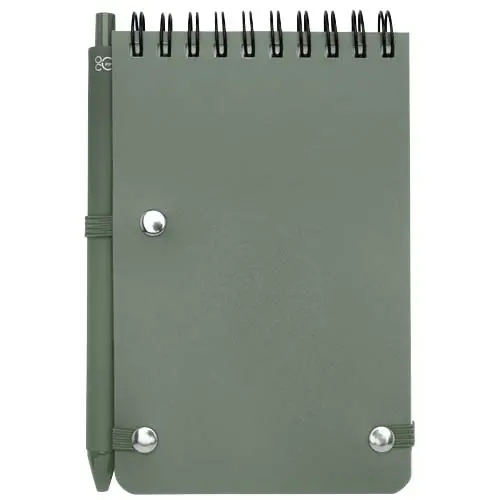 Blocco notes A6 con pagine a righe e copertina rigida in plastica riciclata e penna a sfera refill nero