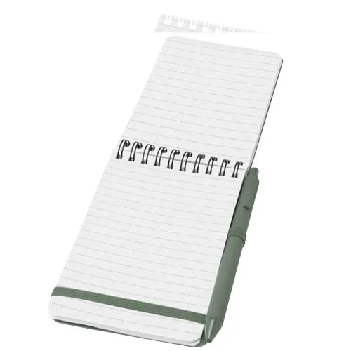 Blocco notes A6 con pagine a righe e copertina rigida in plastica riciclata e penna a sfera refill nero