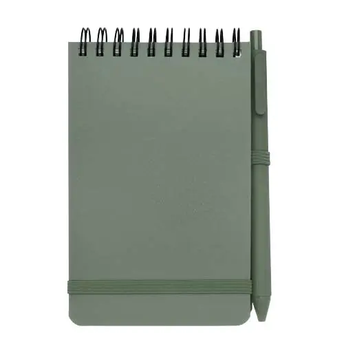 Blocco notes A6 con pagine a righe e copertina rigida in plastica riciclata e penna a sfera refill nero