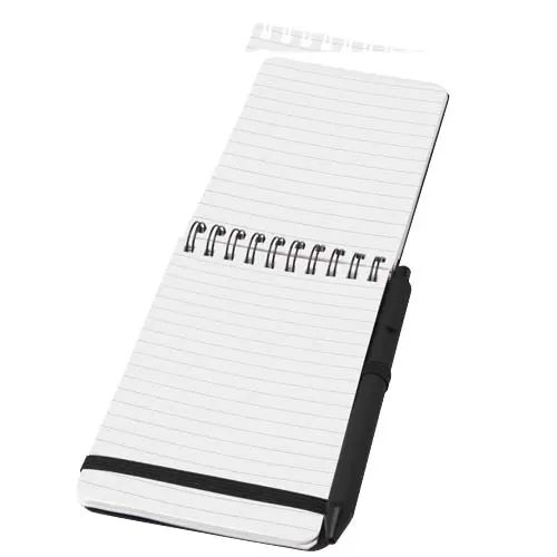 Blocco notes A6 con pagine a righe e copertina rigida in plastica riciclata e penna a sfera refill nero