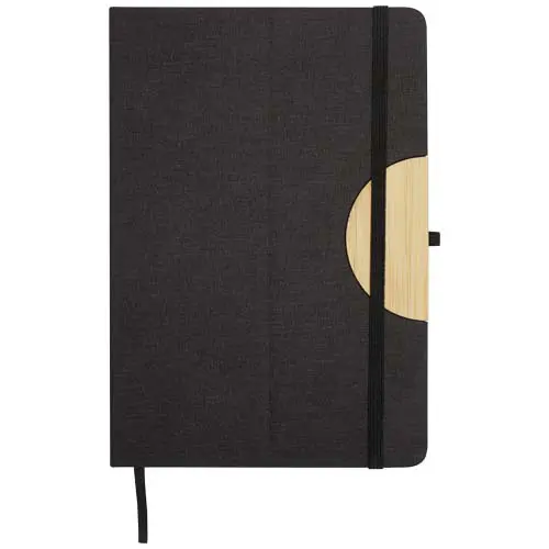 Set regalo con blocco note formato A5 con copertina rigida e penna a sfera con particolari bambù