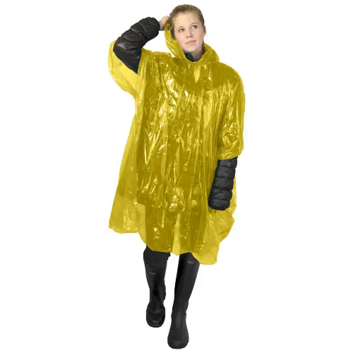 Poncho impermeabile monouso in materiale riciclato certificato GRS con custodia