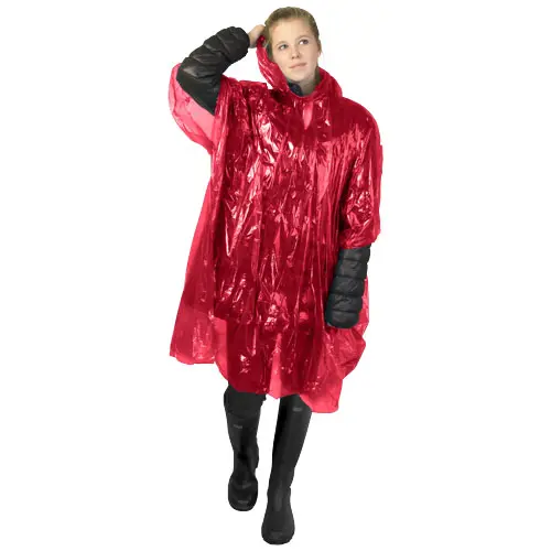 Poncho impermeabile monouso in materiale riciclato certificato GRS con custodia