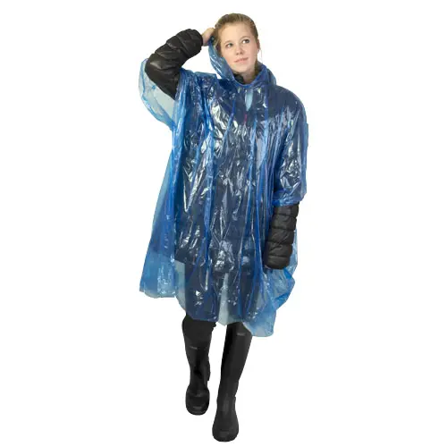 Poncho impermeabile monouso in materiale riciclato certificato GRS con custodia