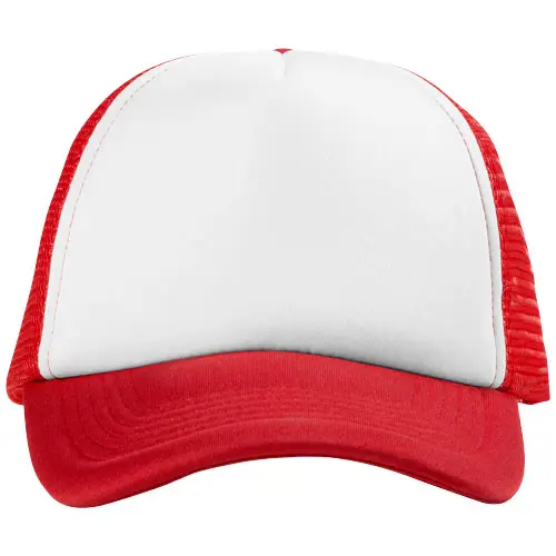 Cappellino con visiera in poliestere con rete a 5 pannelli