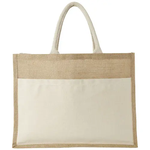 Shopper in juta e tela da 320gr con tasca frontale da 18L 45x12x35cm
