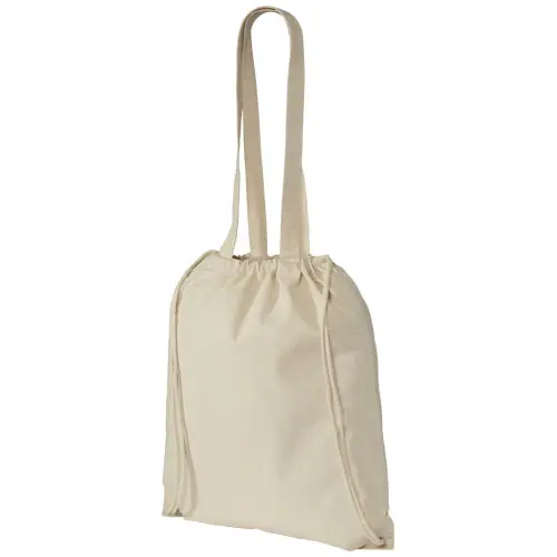 Sacca Shopper in cotone con cordoncino e manici lunghi con chiusura a coulisse da 240gr 38X42cm