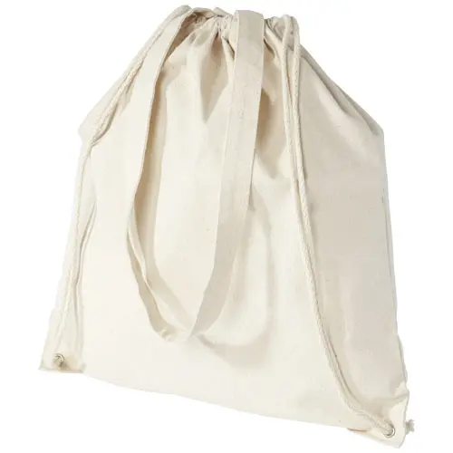 Sacca Shopper in cotone con cordoncino e manici lunghi con chiusura a coulisse da 240gr 38X42cm