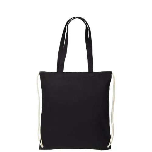 Sacca Shopper in cotone con cordoncino e manici lunghi con chiusura a coulisse da 240gr 38X42cm