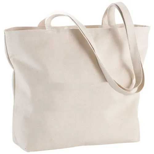 Shopper in cotone 320 gr con zip e manici lunghi 47x11x30cm