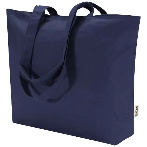 Shopper in cotone 320 gr con zip e manici lunghi 47x11x30cm