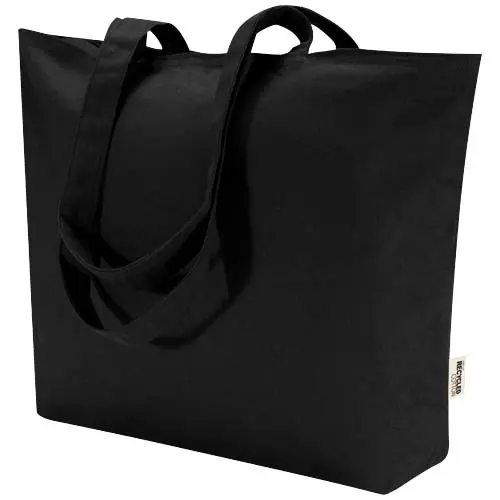 Shopper in cotone 320 gr con zip e manici lunghi 47x11x30cm