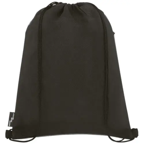 Sacca in RPET con zip e motivo melange sul fronte e retro e nero da 80gr 33x44cm