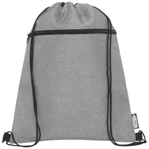 Sacca in RPET con zip e motivo melange sul fronte e retro e nero da 80gr 33x44cm