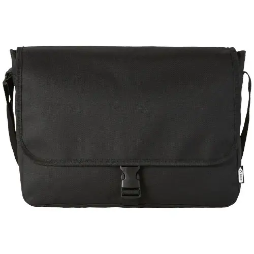 Borsa a tracolla in RPET con chiusura a patella e fibbia 34x9x25cm