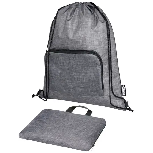 Sacca pieghevole in RPET da 7L con chiusura a coulisse e zip da 210D 37x44cm