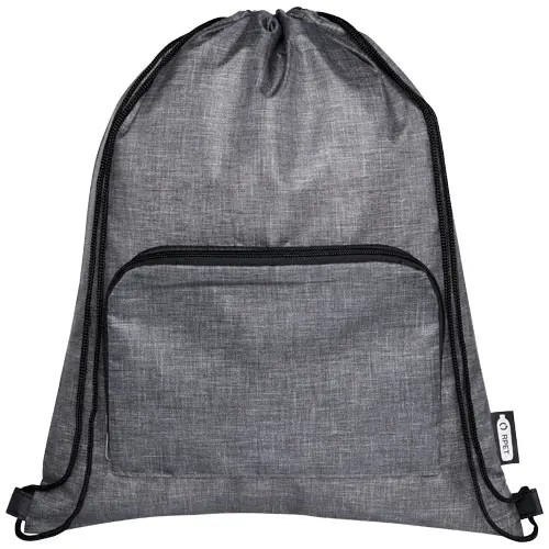 Sacca pieghevole in RPET da 7L con chiusura a coulisse e zip da 210D 37x44cm