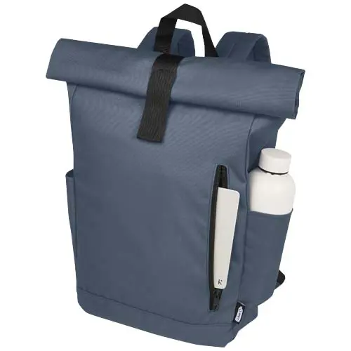 Zaino porta pc roll-top da 15.6" in poliestere riciclato certificato con schienale e spallacci imbottiti