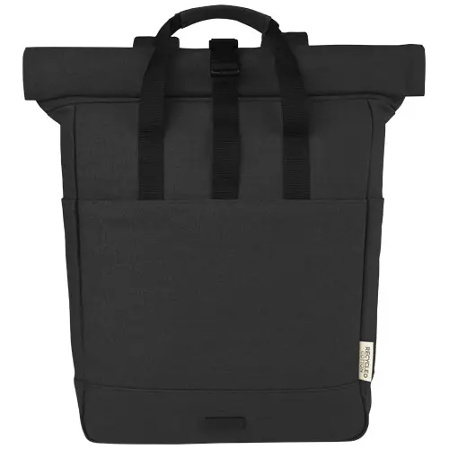 Zaino porta pc multitasca roll-top da 15" in cotone riciclato certificato con manici in tessuto rinforzato