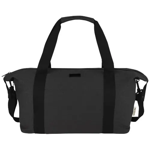 Borsone sportivo in tela riciclata con maniglie rinforzate e aggancio trolley 60x22x29cm