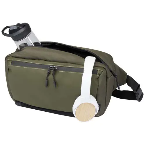 Borsa modulare monospalla in materiale riciclato certificato GRS completa di custodia impermeabile staccabile