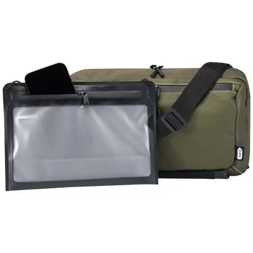Borsa modulare monospalla in materiale riciclato certificato GRS completa di custodia impermeabile staccabile