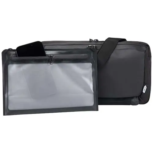 Borsa modulare monospalla in materiale riciclato certificato GRS completa di custodia impermeabile staccabile