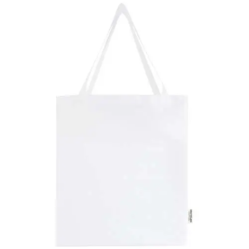 Shopper a soffietto in cotone riciclato certificato GRS da 140 gr 38x8,5x14cm