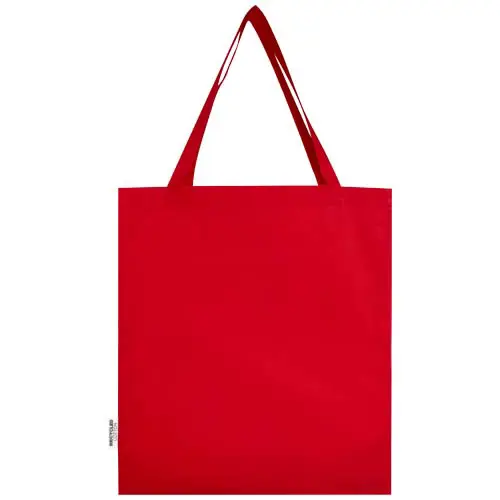 Shopper a soffietto in cotone riciclato certificato GRS da 140 gr 38x8,5x14cm