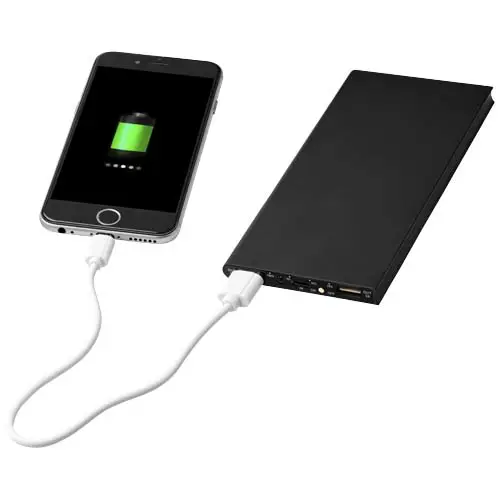 Power bank in alluminio compatto e leggero con spia a LED da 8000mAh fornito in scatola regalo
