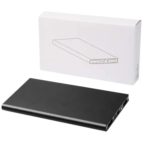 Power bank in alluminio compatto e leggero con spia a LED da 8000mAh fornito in scatola regalo