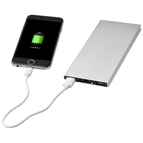 Power bank in alluminio compatto e leggero con spia a LED da 8000mAh fornito in scatola regalo