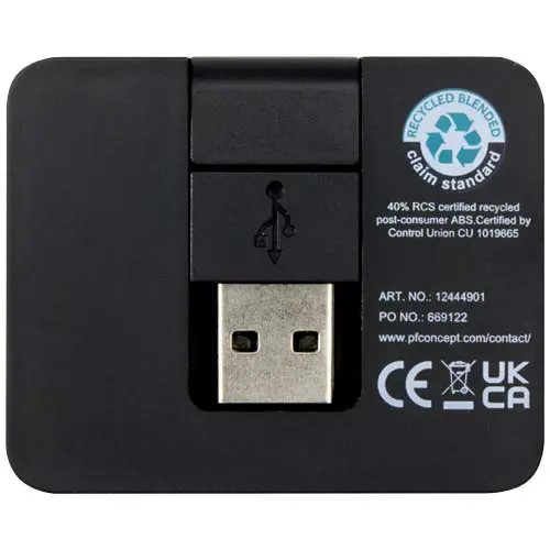 Hub USB in plastica riciclata a 4 porte con uscita USB-A e Tipo-C e doppio ingresso