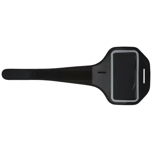 Bracciale porta smartphone regolabile con cover trasparente e striscia riflettente 