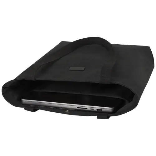 Shopper in tela riciclata certificata con tasca imbottita per computer da 15" e due tasche interne 14L 39x11x39.5cm